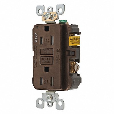 HUBBELL AFR15TR Receptacle Brown 15 A 2P3W Back Side 1PK