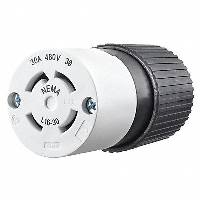 GRAINGER 71630NC Locking Connector Strt 30 A Blk White Nyl L16-30R