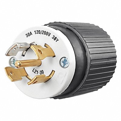 GRAINGER 72130NP Locking Plug Strt 30 A Blk Wht Cmpst 5Blds