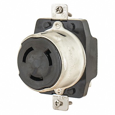 GRAINGER 6370CR Locking Receptacle Black 125VAC 50A