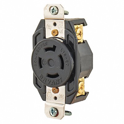 GRAINGER 71620FR Locking Receptacle Black 480VAC 5 HP 20A