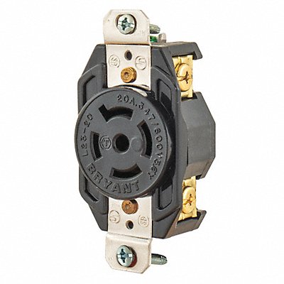 GRAINGER 72320FR Locking Receptacle Black 347/600VAC 20A