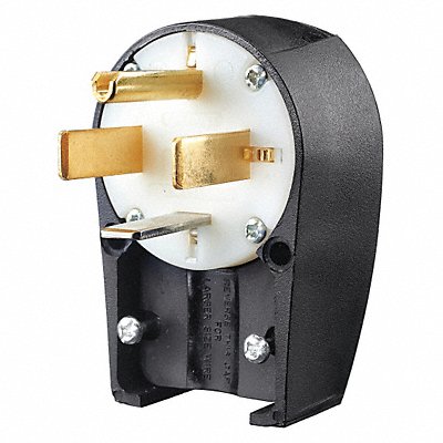 GRAINGER 9462ANPB Angle Straight Blade Plug Blk/White