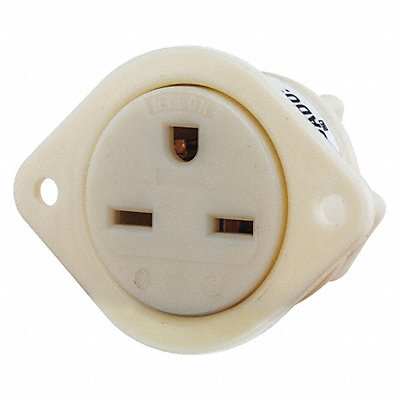 GRAINGER 5679 Flanged Receptacle Wht 15A Nylon 1.5 HP