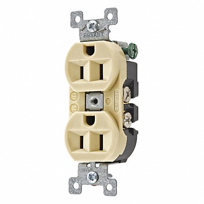 GRAINGER 5262BI Receptacle Ivory 15A Nylon 0.5HP 2 Poles