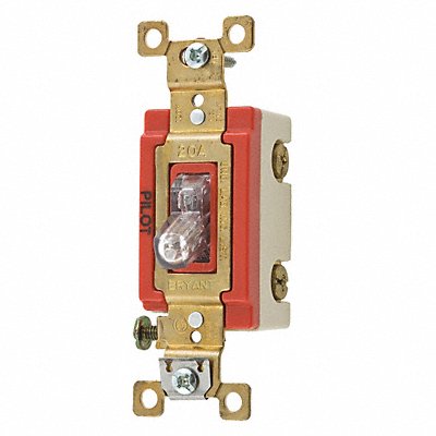 BRYANT 4901PLC120 Pilot Light Wall Switch Clear 20A