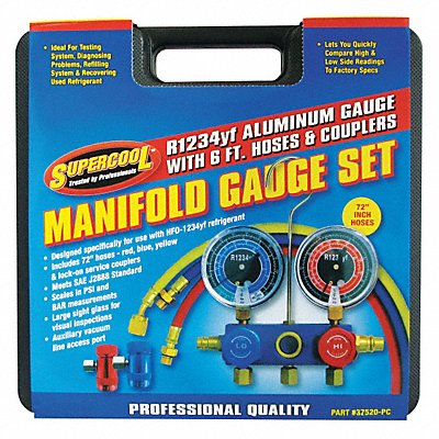 SUPERCOOL 37520PC Mechanical Manifold Gauge Set 12 in