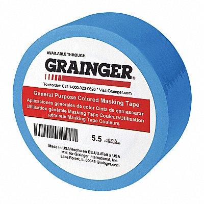 GRAINGER TC602LightBlue Masking Tape 1/4 W 60 yd L Blue PK144