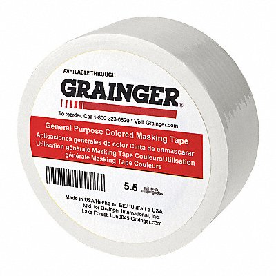 GRAINGER TC602White Masking Tape 1/4 W 60 yd L White PK144