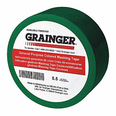 GRAINGER TC602DarkGreen Masking Tape 1/4 W 60 yd L Green PK144