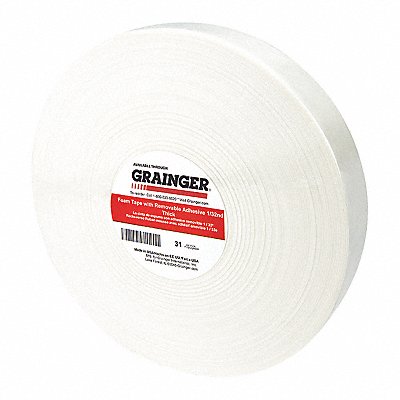 GRAINGER TC241 Foam Tape 15/16 x 15/16 White PK648