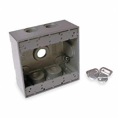 BELL 53370 Weatherproof Box 2Gang 5Inlet Alum