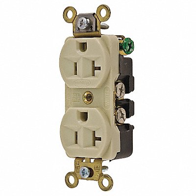 HUBBELL HBL5352I Receptacle Ivory 20 A 2P3W Back Side 1PK