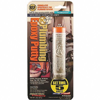 PC PRODUCTS 25598 Putty 2 Part Plumbing Epoxy 2 Oz Pkg Gry