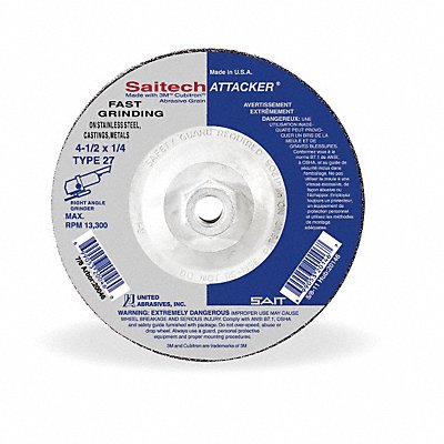 UNITED ABRASIVES-SAIT 20146 Depressed Grinding Wheel 5/8 -11CN ThreadHle