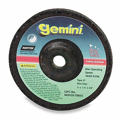NORTON 66252843591 Cut Off Grinding Wheel 7/8 CN Unthreaded Hole