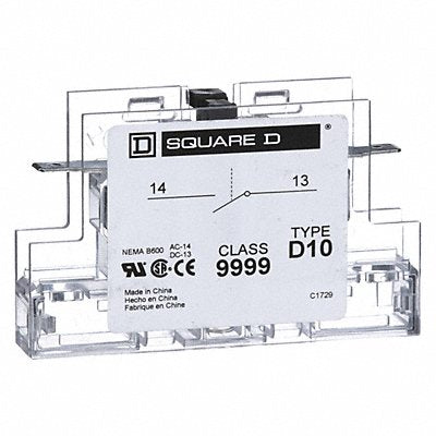 SQUARE D 9999D10 Auxiliary Contact 1NO/0NC 5 A