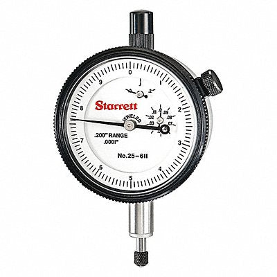 STARRETT 25611J Dial Indicator 0 to 0.200 In 0-10
