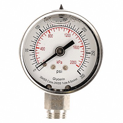 GRAINGER 4CFG2 D1359 Pressure Gauge Liquid Filled 2 In