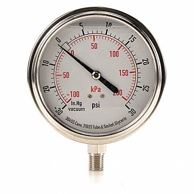 GRAINGER 4CFJ6 D1368 Compound Gauge Liquid Filled 3-1/2 In