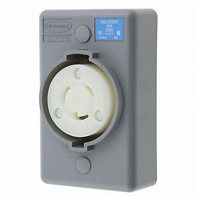 HUBBELL HBL2320SR Lck Recept 20 A Grey Valox L6-20R 1Gng
