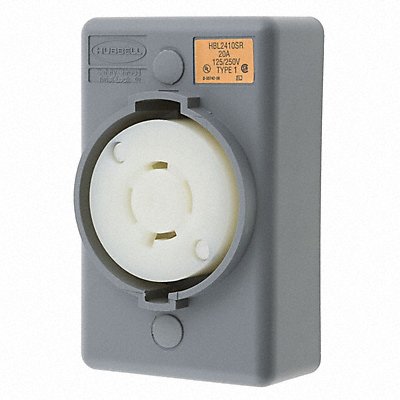 HUBBELL HBL2410SR Lck Recept 20 A Grey Valox L14-20R 1Gng