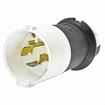 HUBBELL HBL2411S Locking Plug Strt 20 A Blk White Nylon 4Blds