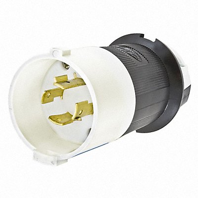 HUBBELL HBL2421S Locking Plug Strt 20 A Blk White Nylon 4Blds