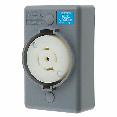 HUBBELL HBL2510SR Lck Recept 20 A Grey Valox L21-20R 1Gng
