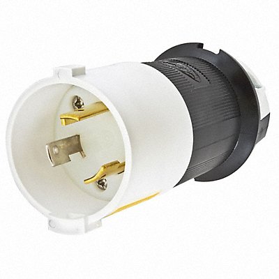 HUBBELL HBL2611S Locking Plug Strt 30 A Blk White Nylon 3Blds
