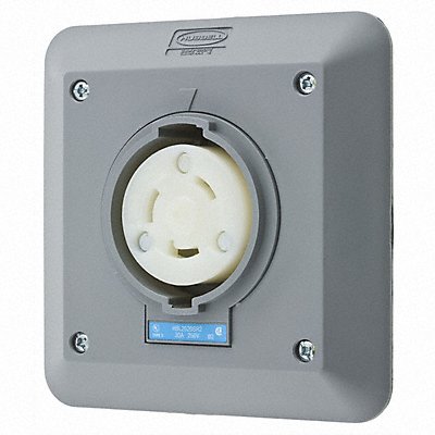 HUBBELL HBL2620SR2 Lck Recept 30 A Gry Wht Vlx L6-30R 2Gng