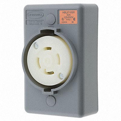 HUBBELL HBL2710SR Lck Recept 30 A Grey Valox L14-30R 1Gng