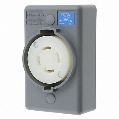 HUBBELL HBL2720SR Lck Recept 30 A Grey Valox L15-30R 1Gng
