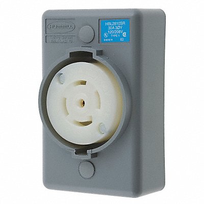 HUBBELL HBL2810SR Lockerecept 30A Gry Wht Vlx L21-30R 1Gng