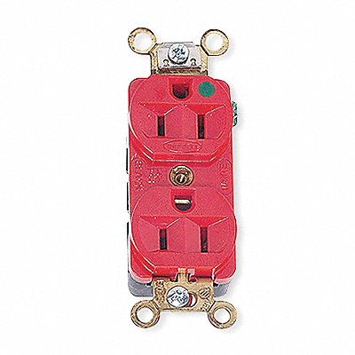 HUBBELL HBL8300HRED Receptacle Red 20 A 2P3W Back Side 1PK