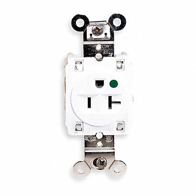 HUBBELL HBL8310W Recept White 20 A 2P3W Back Side 1PK