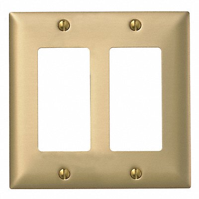 HUBBELL SB262 Rocker Wall Plate Stnd Brass 2Gng Brsh