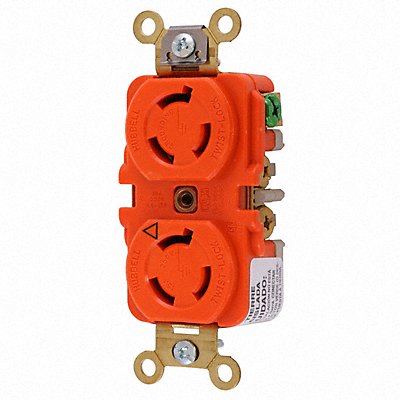 HUBBELL IG4550A DplxLockerecpt 15A Org Thrmpl L6-15R 1Gng