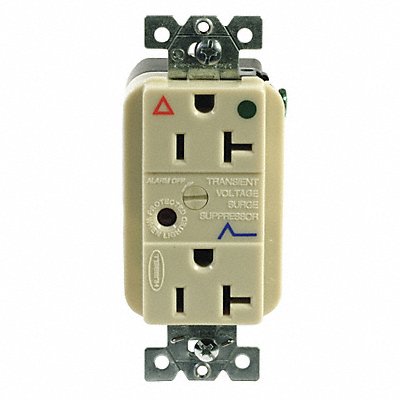 HUBBELL IG8362ISA Receptacle Ivory 20 A 2P3W Back 1PK