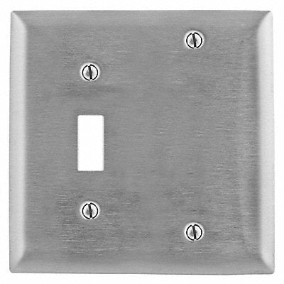 HUBBELL SS113 TglSwch/BlankWllPlt Stnd Slvr 2Gng Brsh