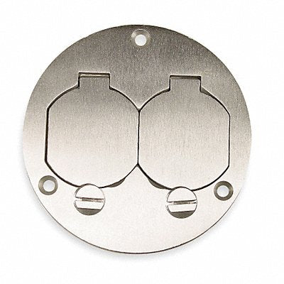 HUBBELL WIRING DEVICE-KELLEMS SA3925 Floor Box Cover Round Aluminum 3 7/8 in.