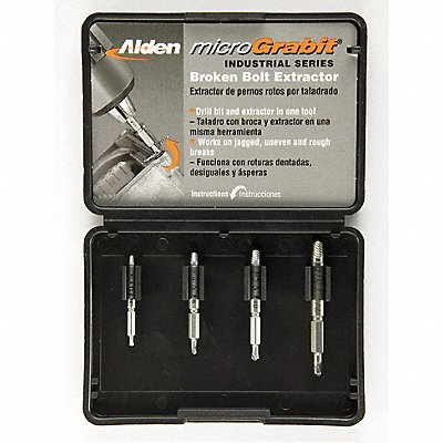 ALDEN 4507P Screw Extractor Set 4pc HSS Plastic Case