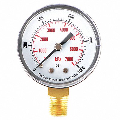GRAINGER 4EFA5 Pressure Gauge Test 2 In