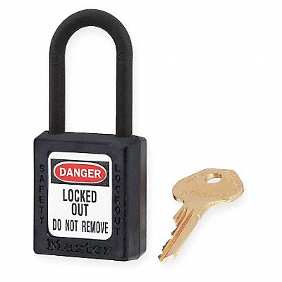 MASTER LOCK 406BLK D1942 Lockout Padlock KD Black 1-3/4 H