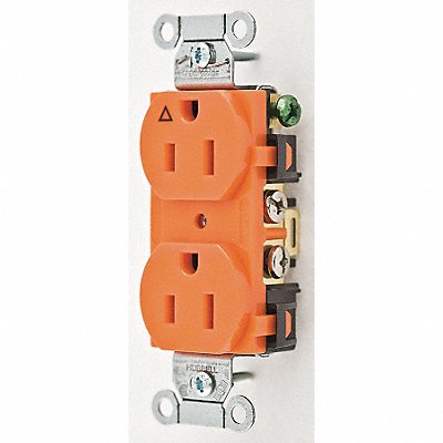 HUBBELL IG15CR Receptacle Orange 15 A 2P3W Side 1PK