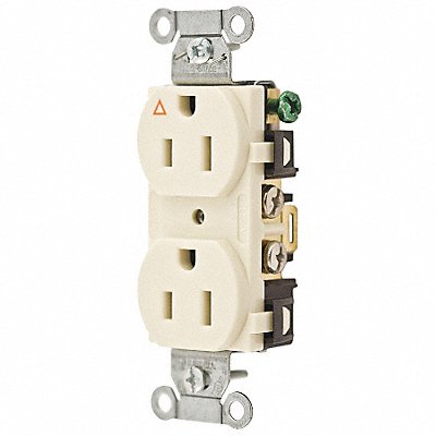 HUBBELL IG15CRI Receptacle Ivory 15 A 2P3W Side 1PK