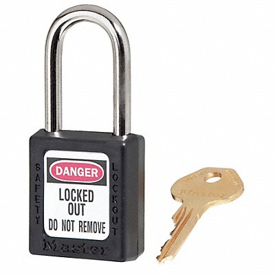 MASTER LOCK 410KAS12BLK K7446 Lockout Padlock KA Black 1-3/4 H PK12