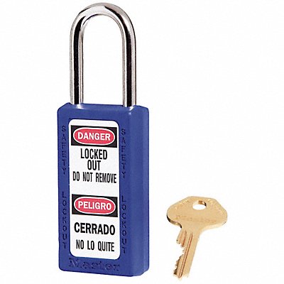MASTER LOCK 411BLU D1948 Lockout Padlock KD Blue 3 H