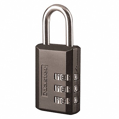 MASTER LOCK 647D Luggage Padlock 1 4/5 in Rectangle Black