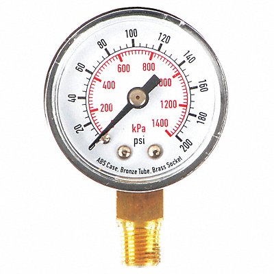 GRAINGER 4FLR4 D1334 Pressure Gauge Test 1-1/2 In